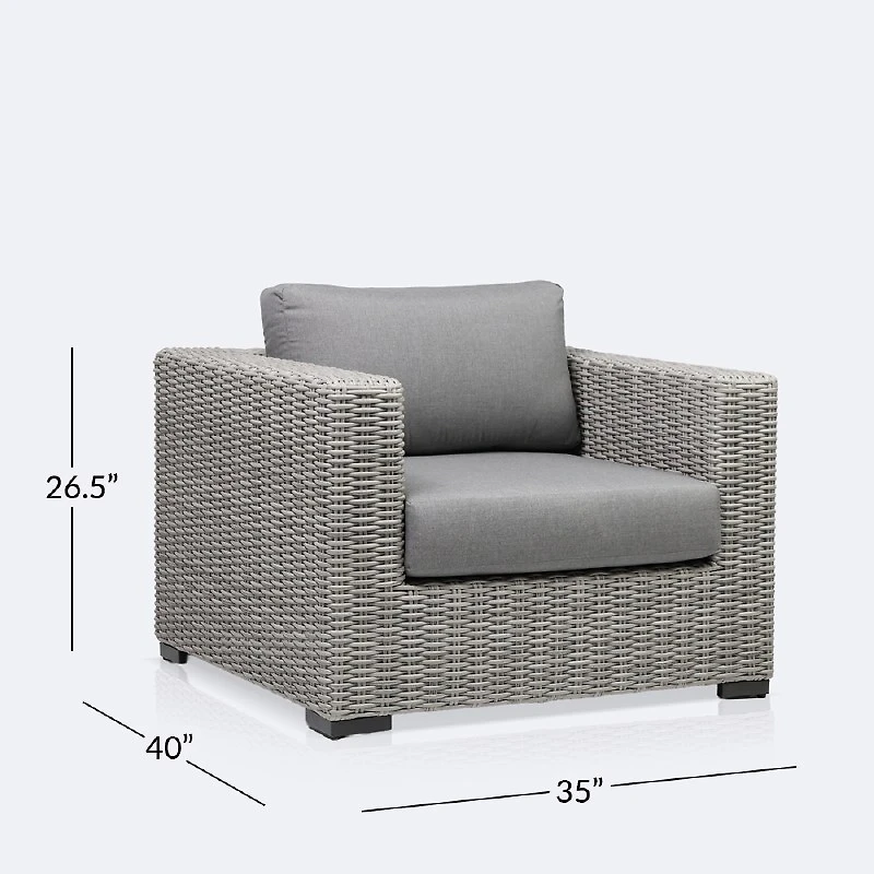Driftwood Club Chair - Light Grey Wicker/Iron Grey Cushion