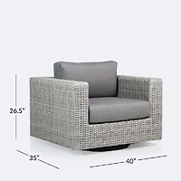Driftwood Swivel Club Chair - Light Grey Wicker/Iron Grey Cushion