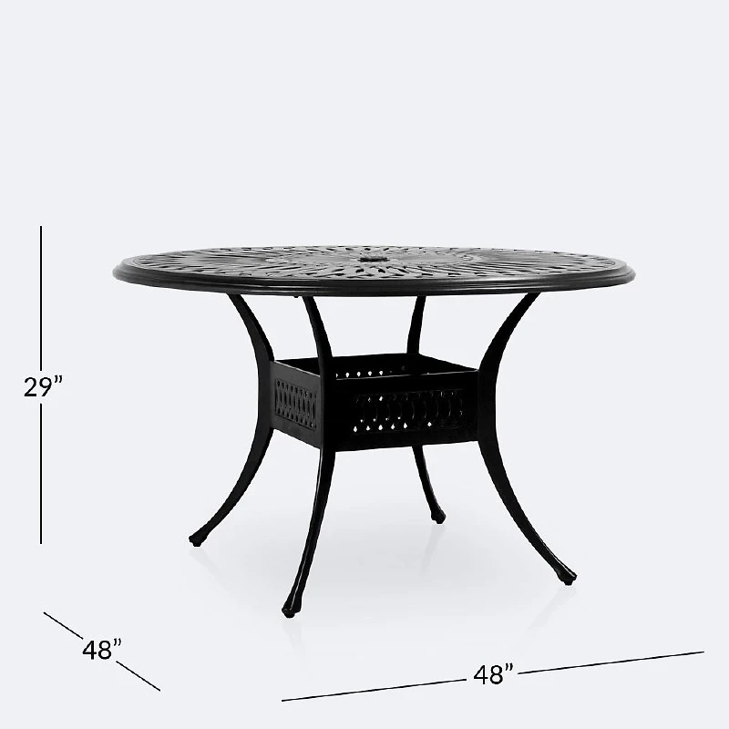 Breeze 48" Round Dining Table – Black Tippet
