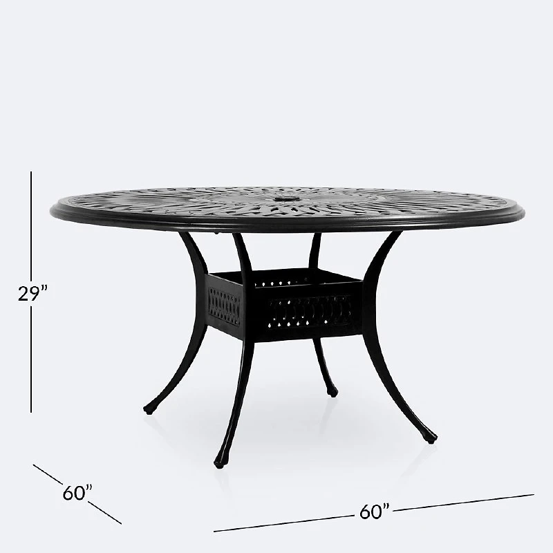 Breeze 60" Round Dining Table - Black Tippet