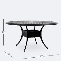 Breeze 60" Round Dining Table - Black Tippet