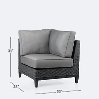 Carter Corner Chair - Black Wicker – Grey Cushions