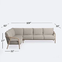 Celine Right Hand Facing Sectional - Driftwood Frame, Mushroom Cushions