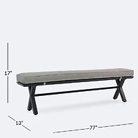 Dakota Bench - Black Frame, Grey Cushion