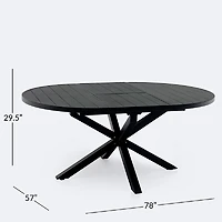 Darwin Round Extendable Dining Table - Black