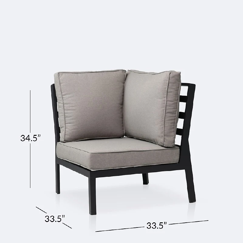 Elloise Corner Chair- Black Frame, Grey Clay Cushions