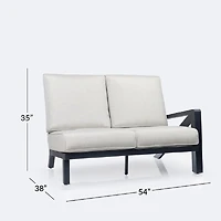 Eros Right Hand Facing Loveseat, Black Frame, Sand Cushions