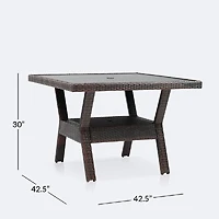 Willow 42" Square Dining Table - Black Top/Brown Mixed Wicker