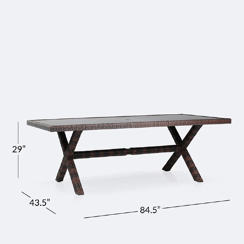 Willow 43" x 84" Dining Table - Black Top/Brown Mixed Wicker