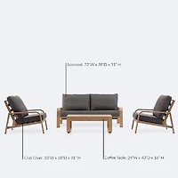 Harbour Conversation Set - Woodlook Frame - Dark Grey Cushions