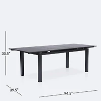 Holland Extendable Dining Table - 39"x71"-94.5" - Black