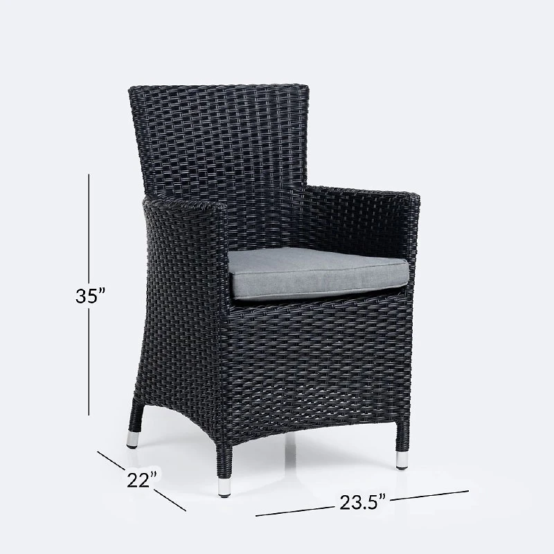 Metro Dining Chair w/ Cushion - Black Wicker