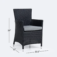 Metro Dining Chair w/ Cushion - Black Wicker