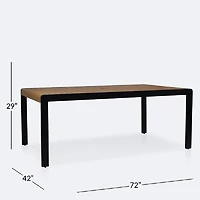 Napa Dining Table - Black Frame - Wood-look Slat Table Top