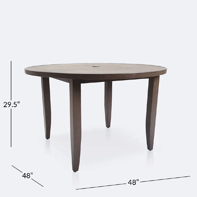 Oak Ridge 48" Round Dining Table- Brushed Walnut Brown