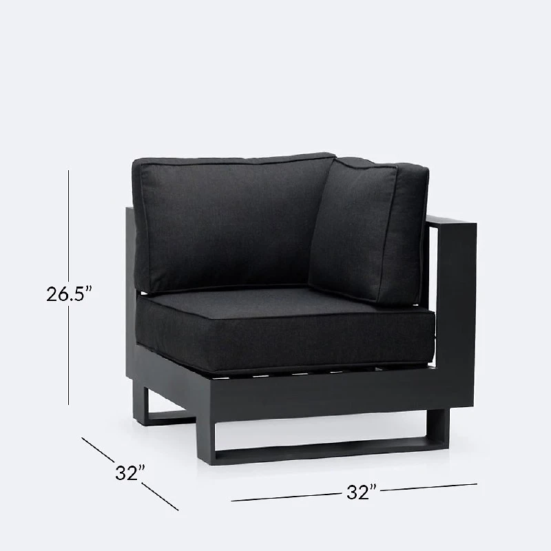Renfrew Corner Chair -  Black Frame - Carbon Black Cushion