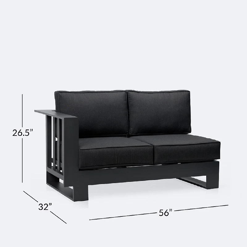 Renfrew Left Hand Facing Loveseat -  Black Frame - Carbon Black Cushion