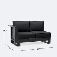 Renfrew Left Hand Facing Loveseat -  Black Frame - Carbon Black Cushion