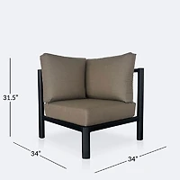 Rumi Corner Chair - Woodlook/Black Frame / DotBella Truffle Cushion