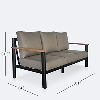 Rumi Sofa - Woodlook/Black Frame / DotBella Truffle Cushion