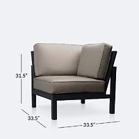 Shoreline Corner Chair - Black Frame, Cast Shale Cushions