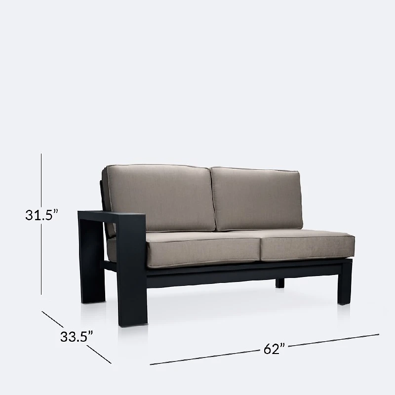 Shoreline Left Hand Facing Loveseat - Black Frame, Cast Shale Cushions