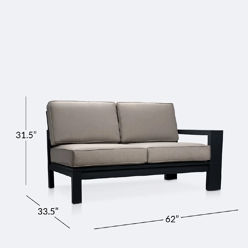 Shoreline Right Hand Facing Loveseat - Black Frame, Cast Shale Cushions