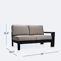 Shoreline Right Hand Facing Loveseat - Black Frame, Cast Shale Cushions