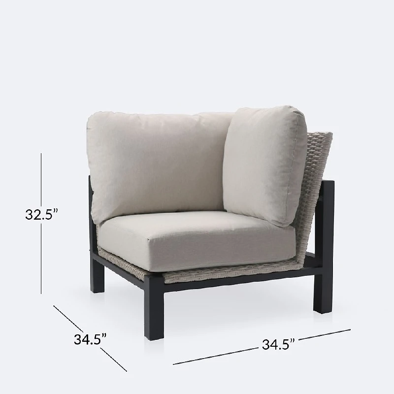 Troy Corner Chair - Black Frame - Beige Cushions
