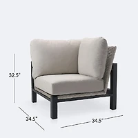 Troy Corner Chair - Black Frame - Beige Cushions