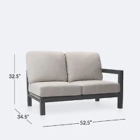 Troy Right Hand Facing Loveseat- Black Frame - Beige Cushions