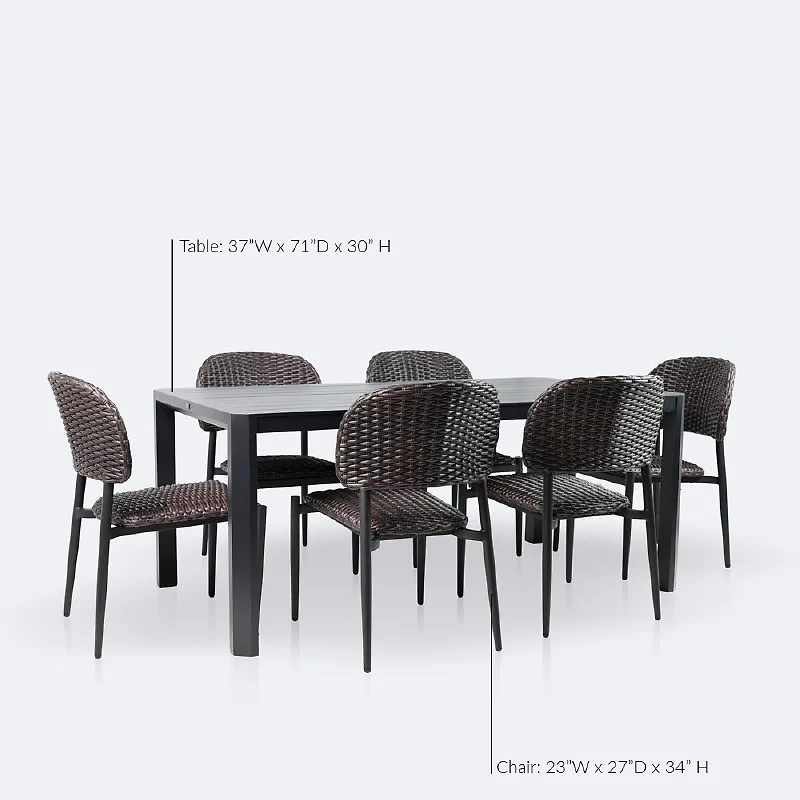 Austin Dining Set - 6 Seats- Black/Brown