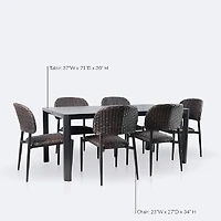 Austin Dining Set - 6 Seats- Black/Brown