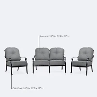 Blanca Loveseat Conversation Set – Black Tippet Frame – Dark Grey Cushions