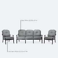 Blanca Sofa Conversation Set – Black Tippet Frame – Dark Grey Cushions