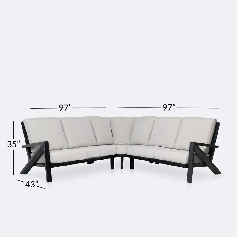 Eros Sectional - Black Frame, Sand Cushions