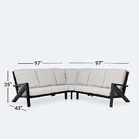 Eros Sectional - Black Frame, Sand Cushions