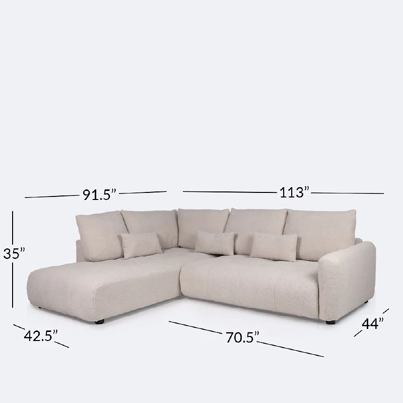 Estelle Left Hand Facing Sectional  - Bone