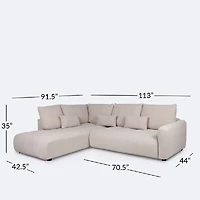 Estelle Left Hand Facing Sectional  - Bone