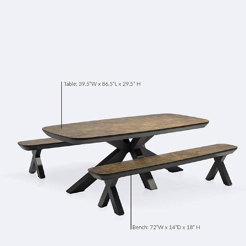 Ethan Dining Set with Benches- Black