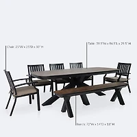 Ethan Dining Set with Ethan Bench and Belvedere Armchairs - Black