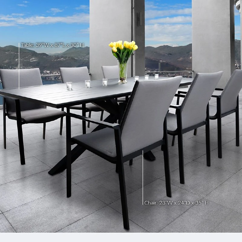 Manhattan Dining Set - 6 Seats - Black