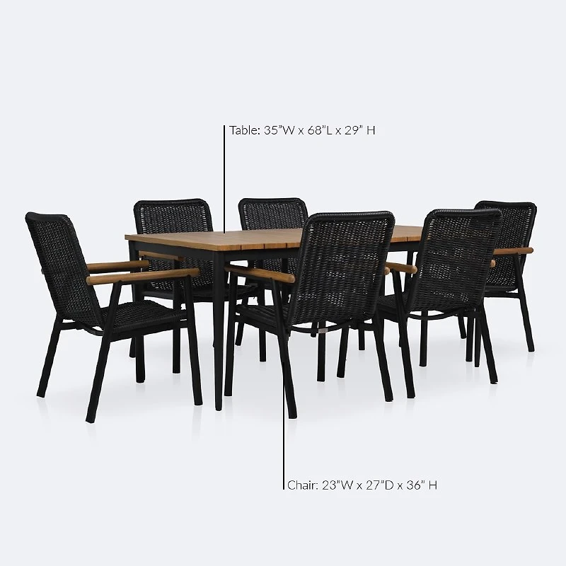 Napa - Sedona Dining Set -  - Seats 6  - Black and Wood Look Finish