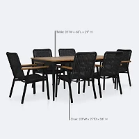 Napa - Sedona Dining Set -  - Seats 6  - Black and Wood Look Finish