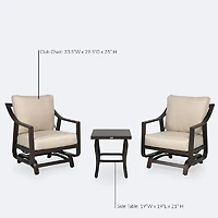 Riviera Conversation Set - Seats 2 - Brushed Bronze/Cream Cushion