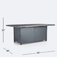 Shoreline 48"x86" Firepit Dining Table - Dark Grey