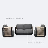Tova Loveseat Conversation Set - - Black Frame, Ash Gray Cushions