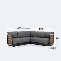 Tova Sectional - Black Frame, Ash Gray Cushions