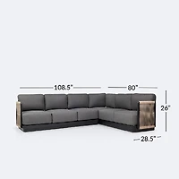 Tova L- Shaped Sectional - Black Frame, Ash Gray Cushions