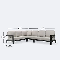 Troy Sectional - Black Frame - Beige Cushions